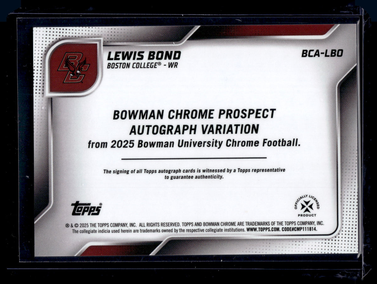 HL-P01 2025 Topps Bowman Chrome Football U Lewis Bond #BCA-LBO Blue /150 Auto
