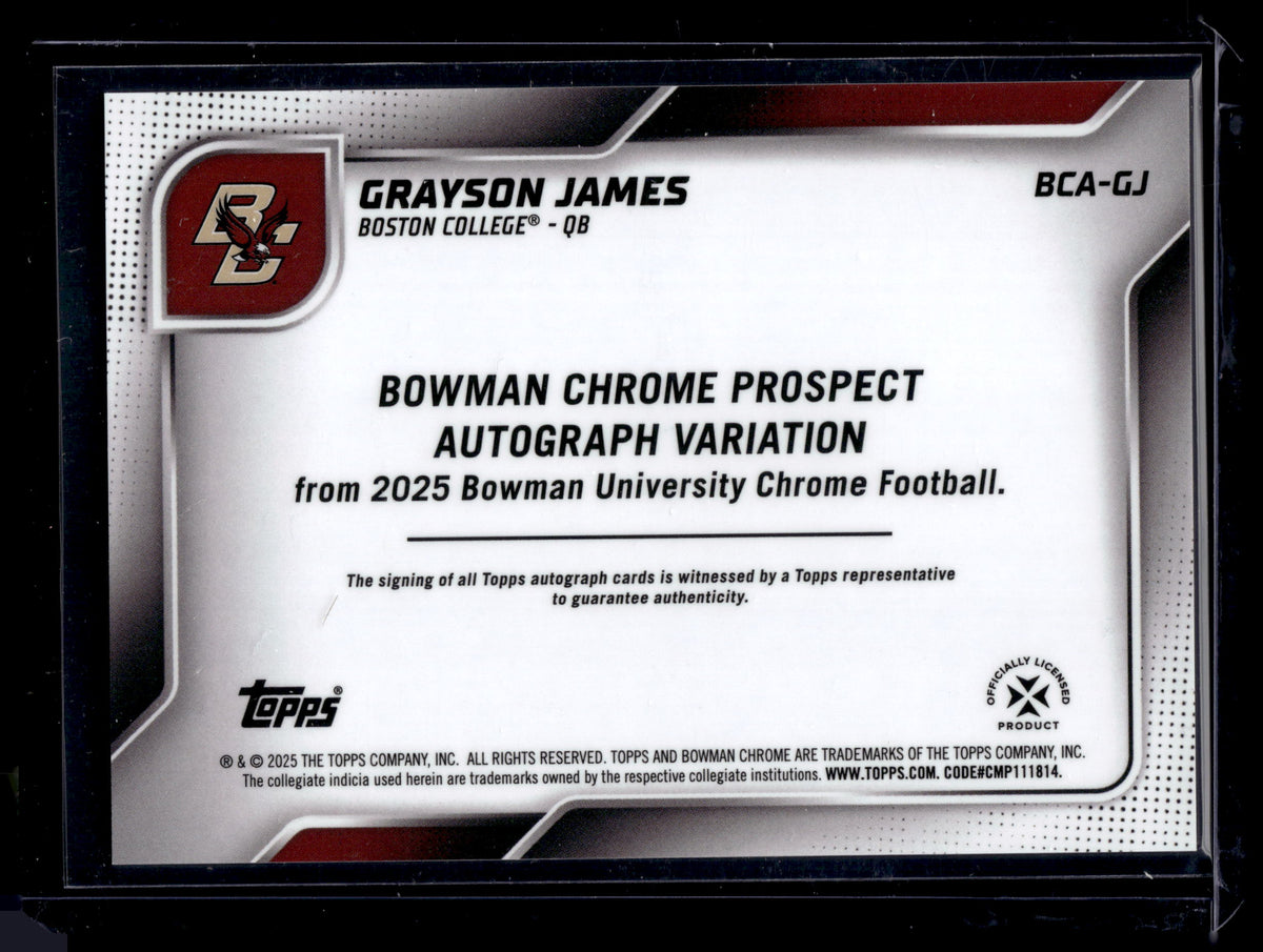HL-P01 2025 Bowman U Chrome Football Grayson James #BCA-GJ Prospect Auto 1st