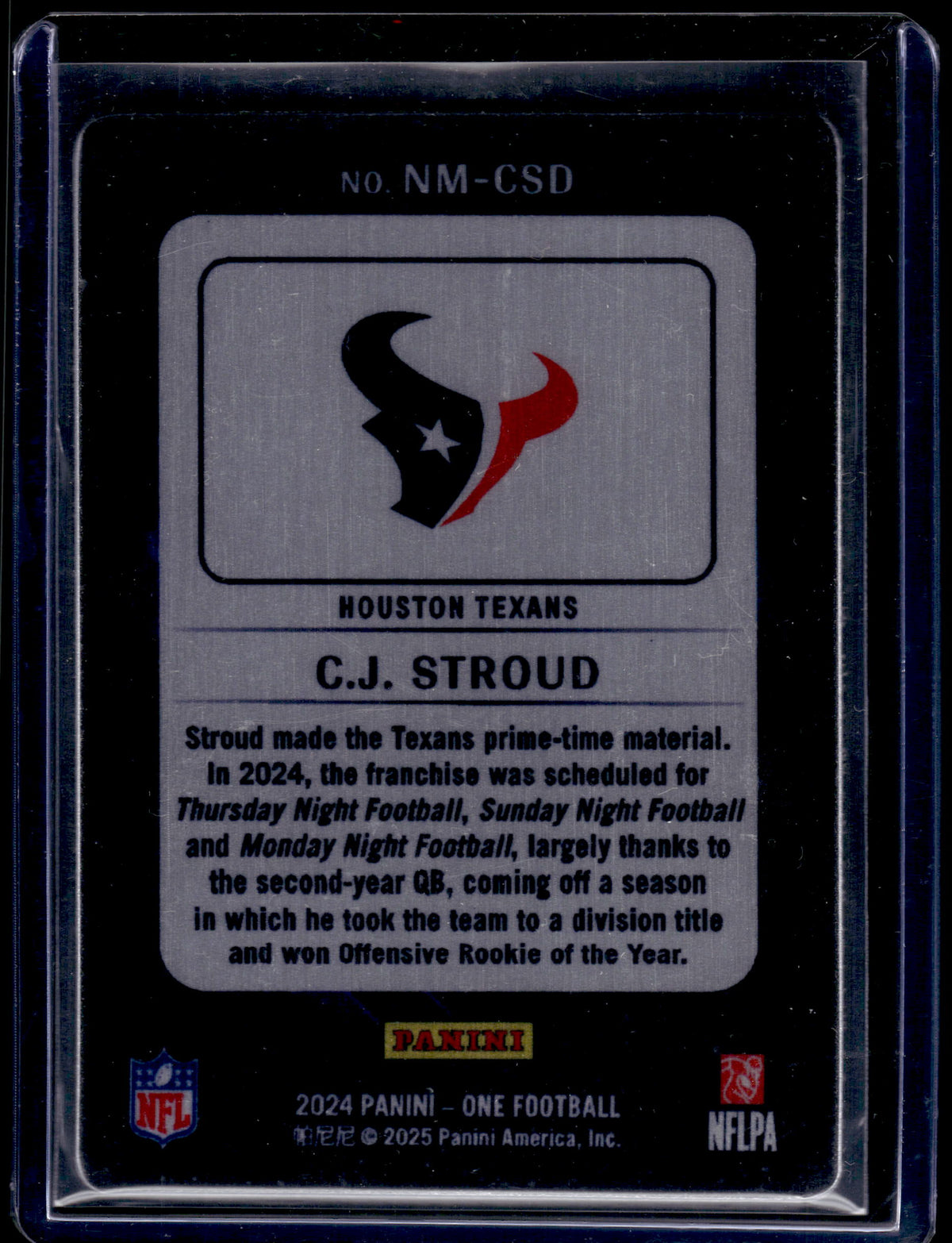 HL-P02 2024 Panini One Night Moves C.J. Stroud #NM-CSD Black Purple