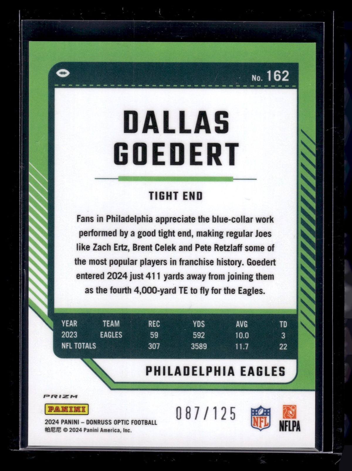 HL-P02 2024 Panini Donruss Optic Dallas Goedert #162 Red Prizm /125