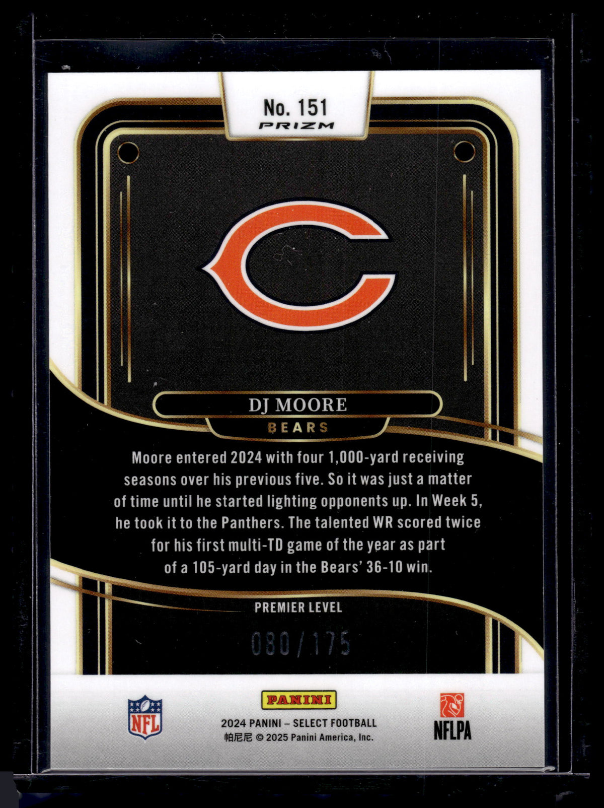 HL-P02 2024 Panini Select Premier Level DJ Moore #151 Blue Checkerboard /175