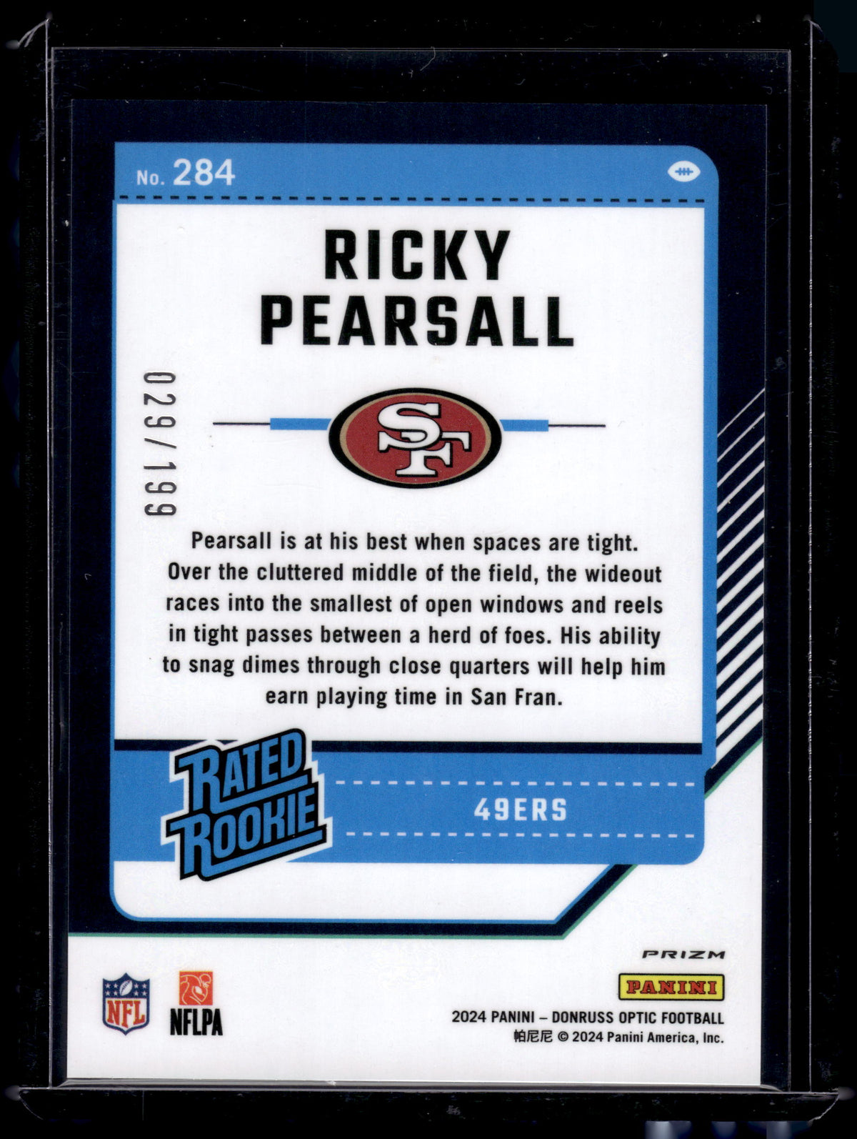 HL-P02 2024 Donruss Optic Prizm Ricky Pearsall #284 Blue /199 Rated Rookie