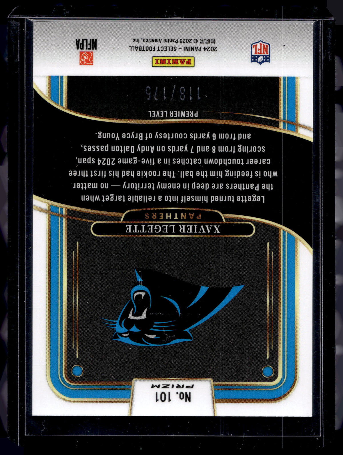 HL-P02 2024 Panini Select Xavier Legette #101 Blue Checkerboard /175 RC