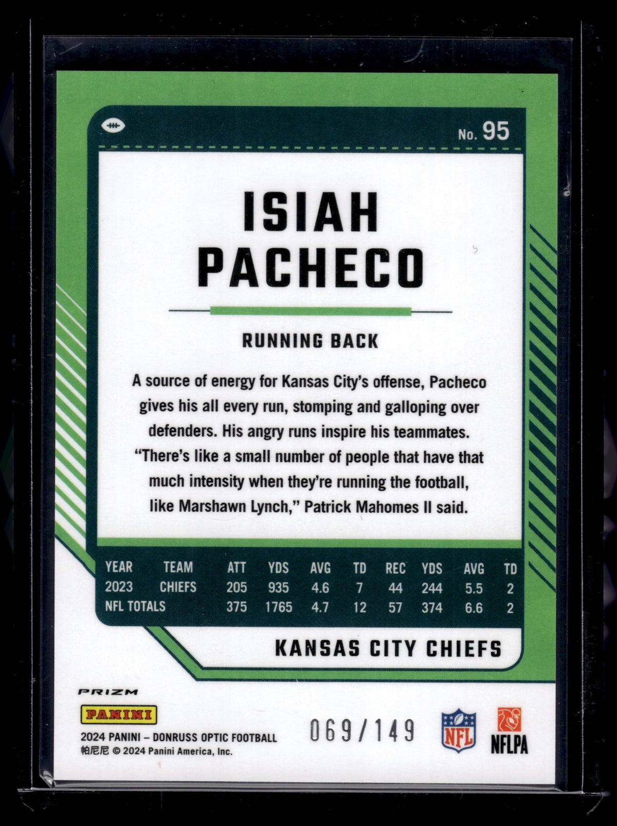 HL-P02 2024 Panini Donruss Optic Prizm Isiah Pacheco #95 Flex Prizm /149