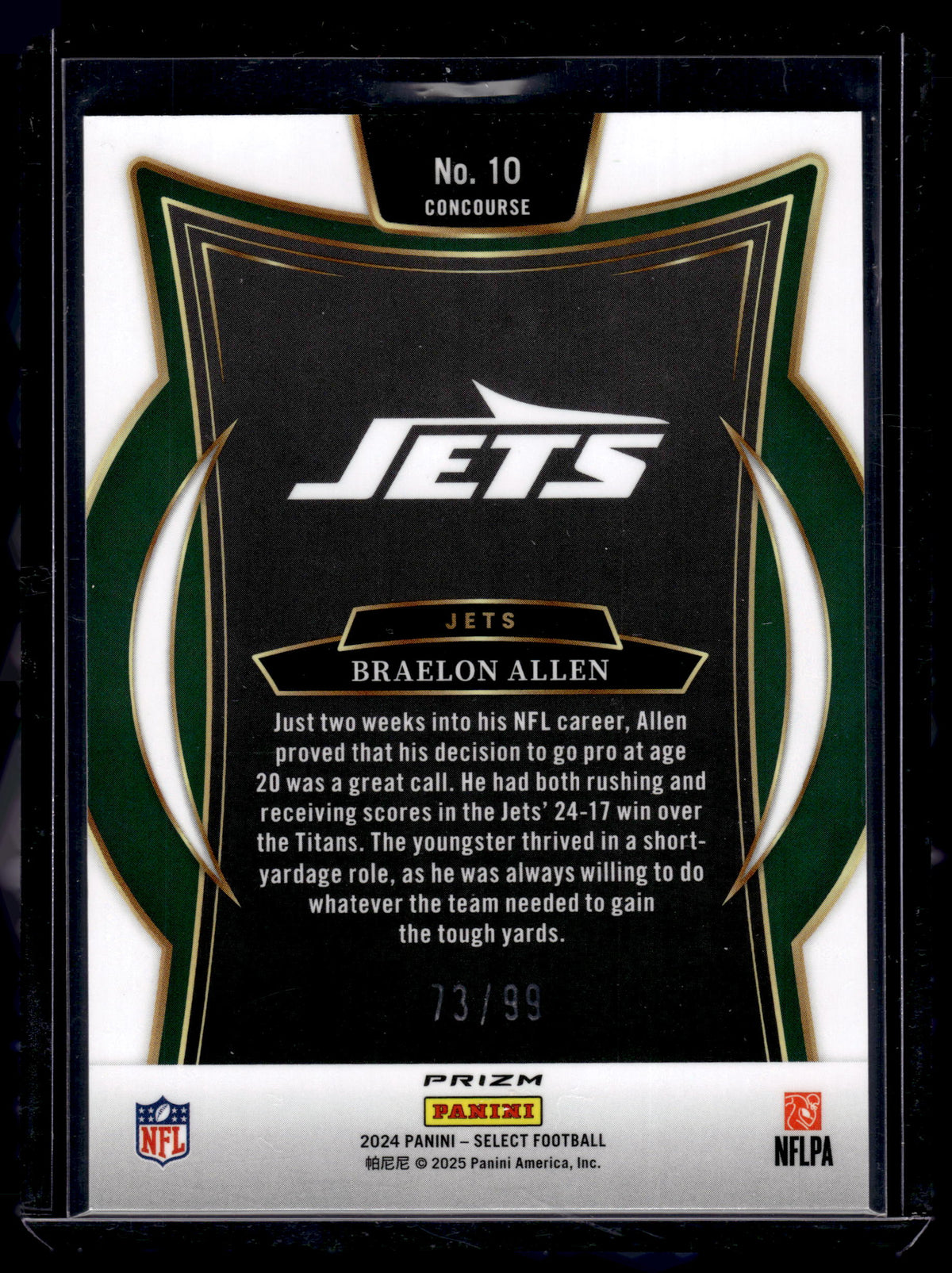 HL-P02 2024 Panini Select Concourse Braelon Allen #10 Red Prizm /99 RC