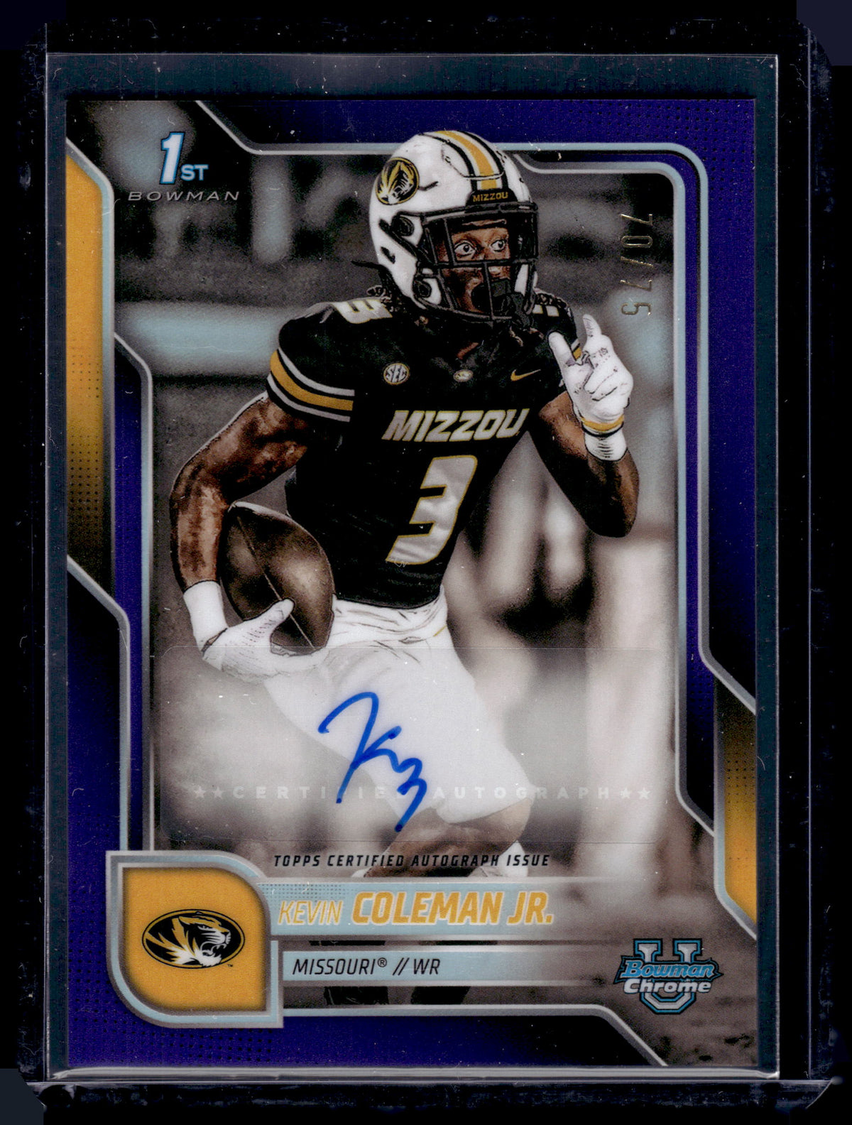 HL-P02 2025 Bowman Chrome U Kevin Coleman Jr. #BCA-KCJ Purple Refractor /75 Auto
