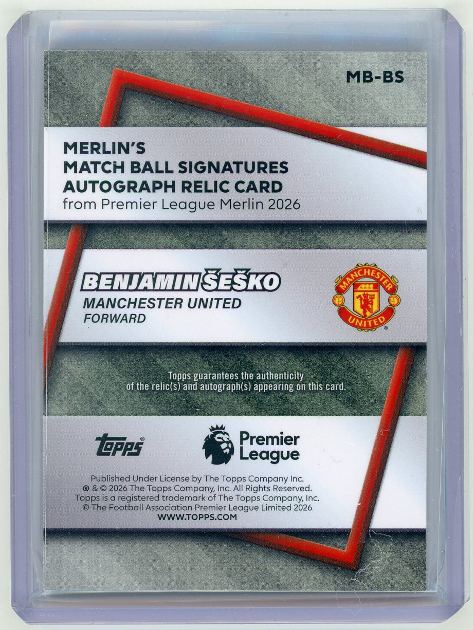 HL-INV 2026 Topps Merlin Benjamin Šeško Match Ball Orange /25 Auto Relic #MB-BS