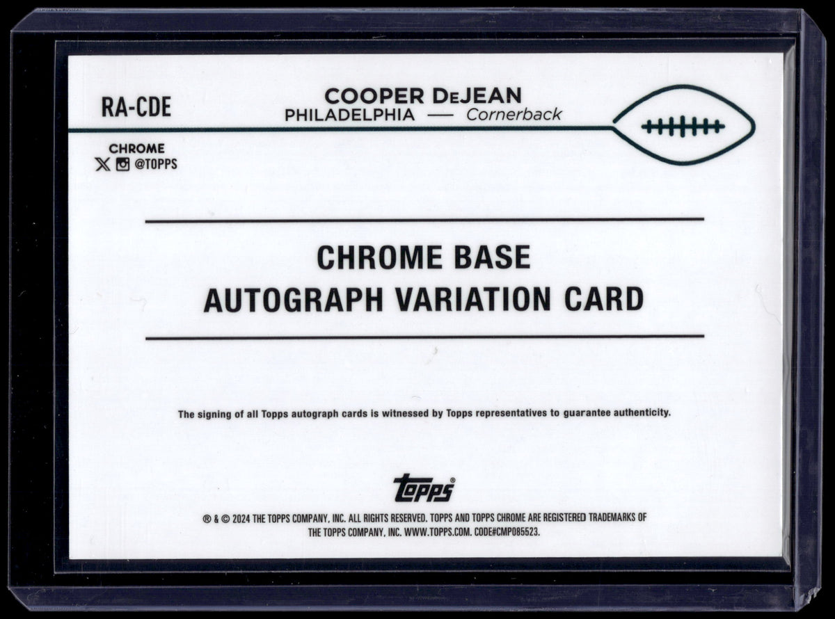 HL-INV 2024 Topps Chrome Cooper DeJean #RA-CDE Blue Sapphire RC