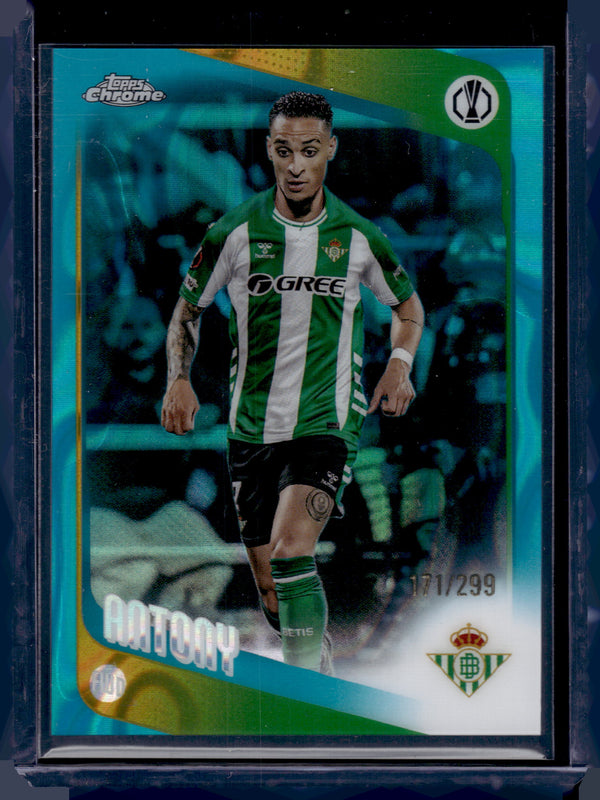 2026 Topps Chrome UEFA Club Competitions Antony #13 Aqua Lava /299