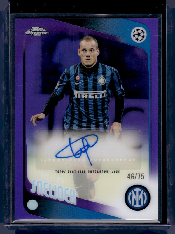 2026 Topps Chrome UEFA Club Competitions Wesley Sneijder #CLA-WS Purple Refractor /75