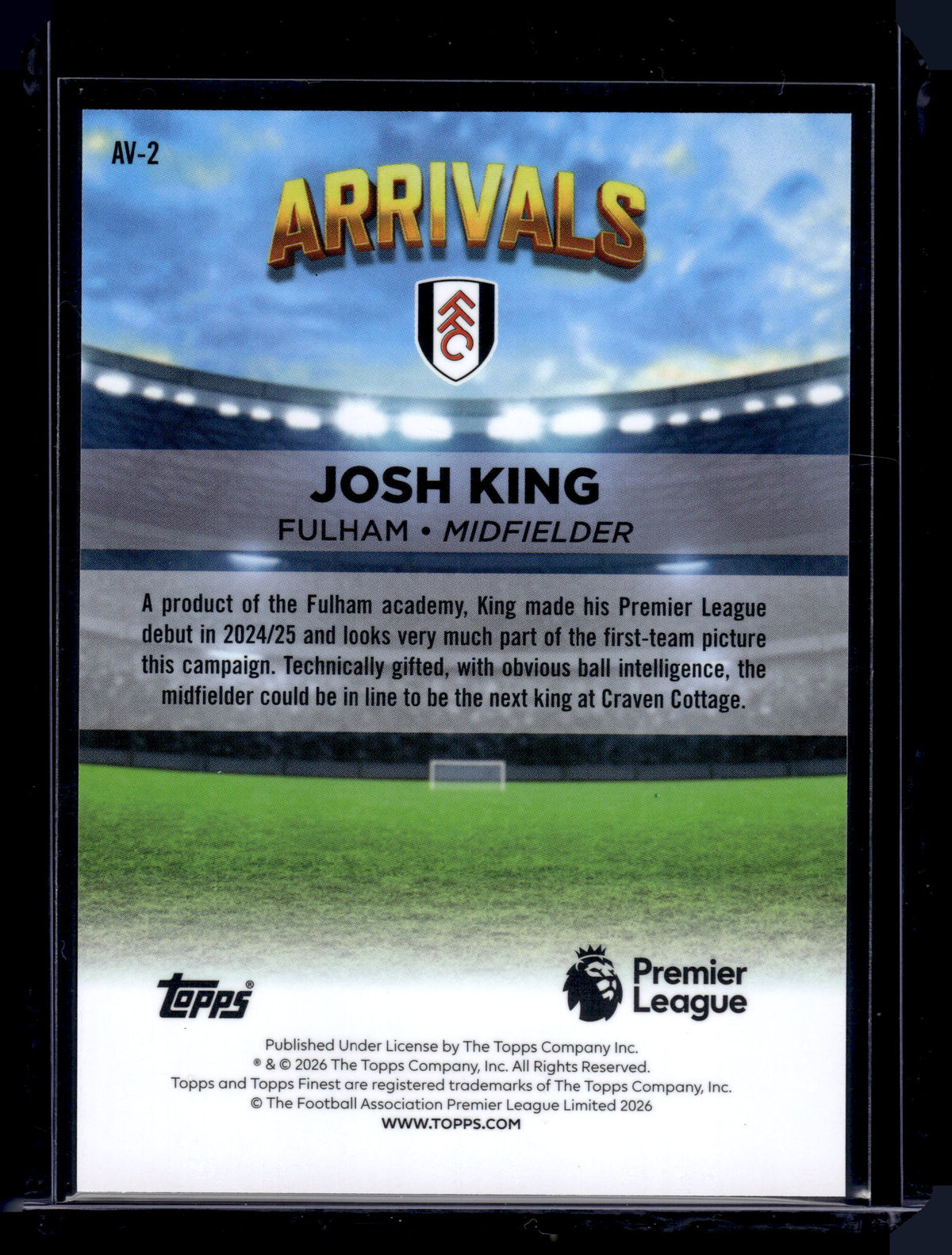 HL-INV 2026 Topps Finest Arrivals Josh King #AV-2 Refractor RC