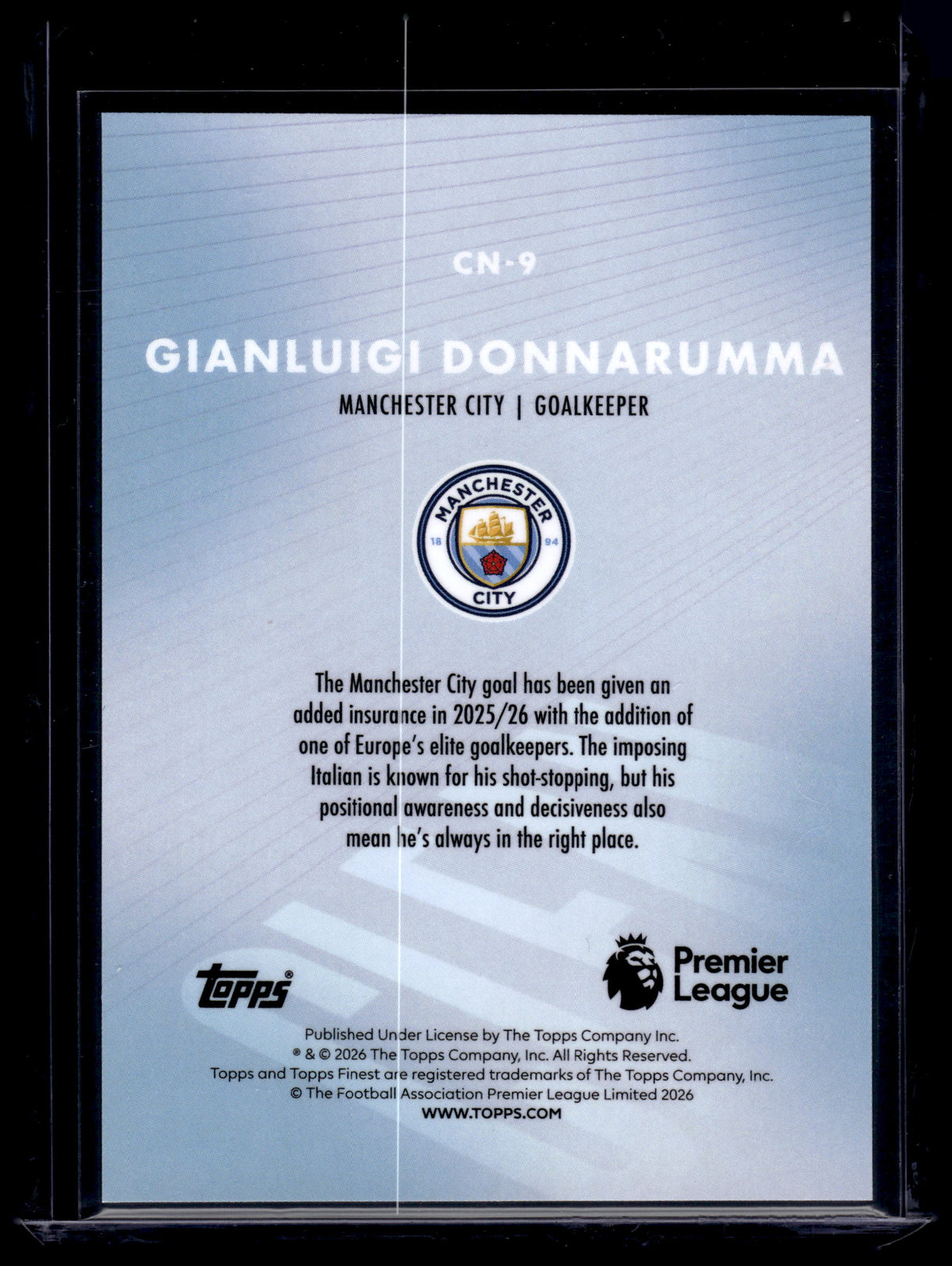 HL-INV 2026 Topps Finest Gianluigi Donnarumma #CN-9 Refractor