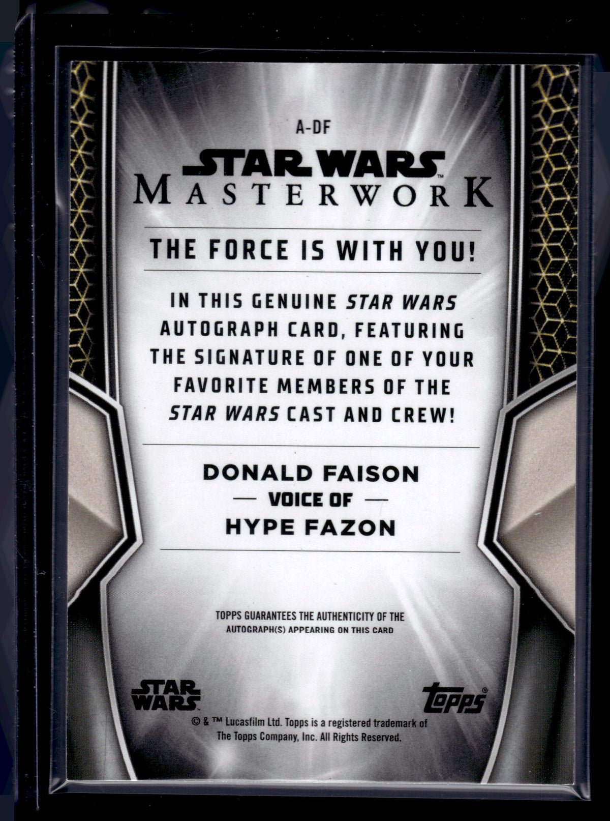 HL-INV 2025 Topps Star Wars Masterwork Donald Faison Autograph #A-DF