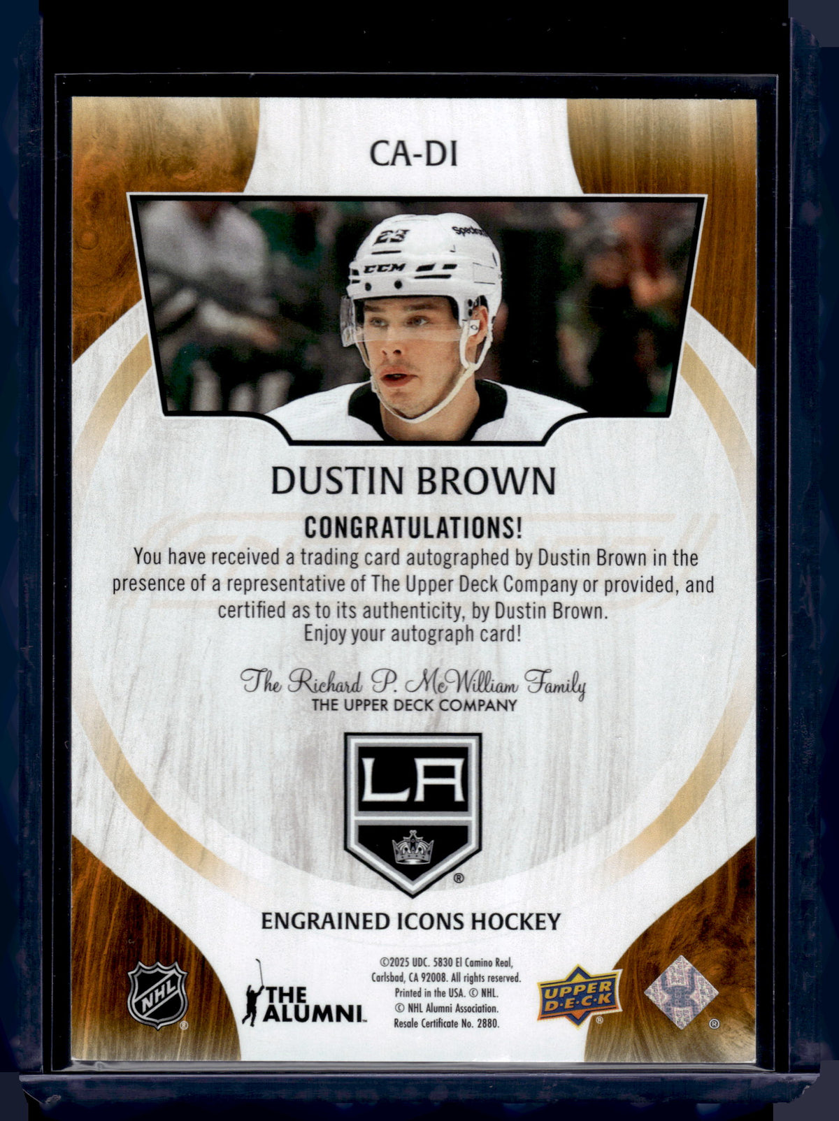 HL-INV 2025 Upper Deck Engrained Dustin Brown #CA-DI Base Autograph
