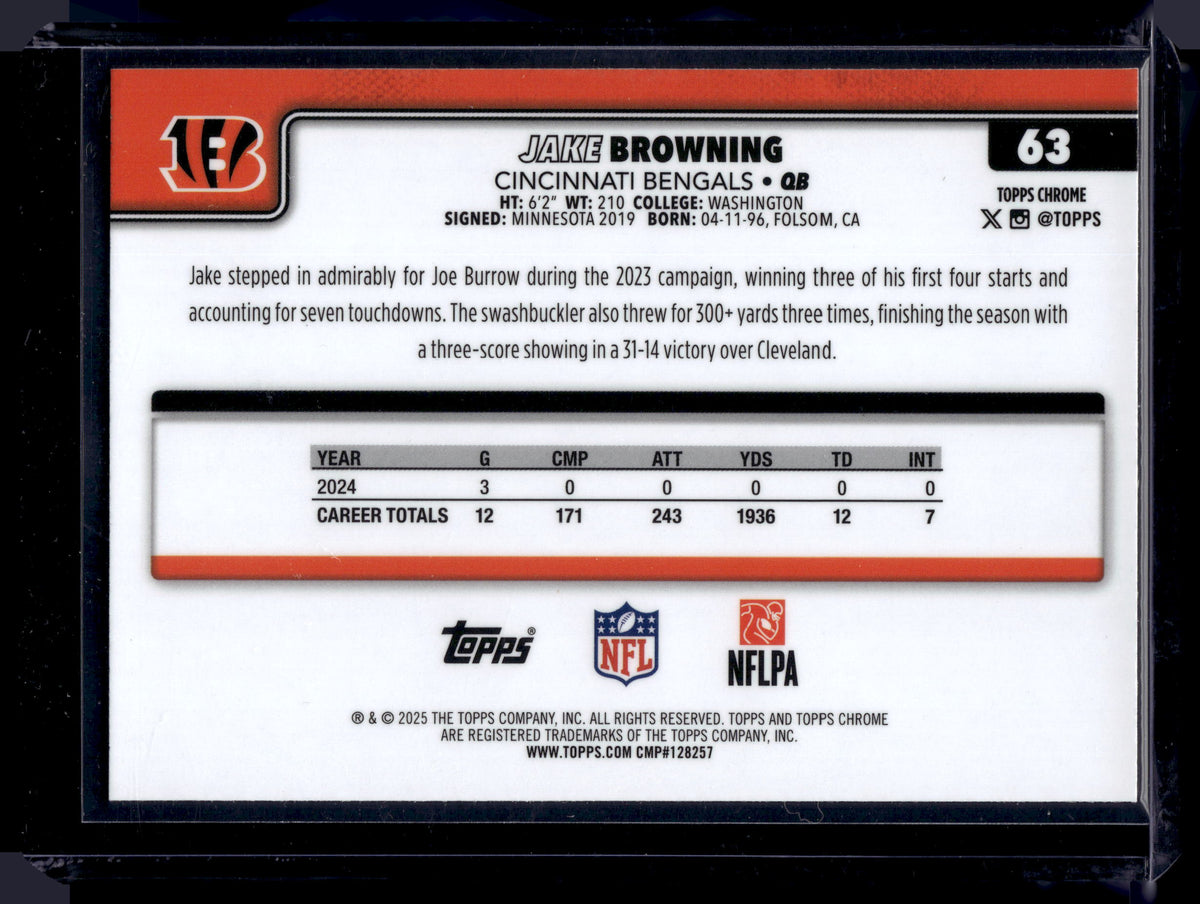 HL-INV 2025 Topps Chrome Jake Browning #63 Prism Refractor