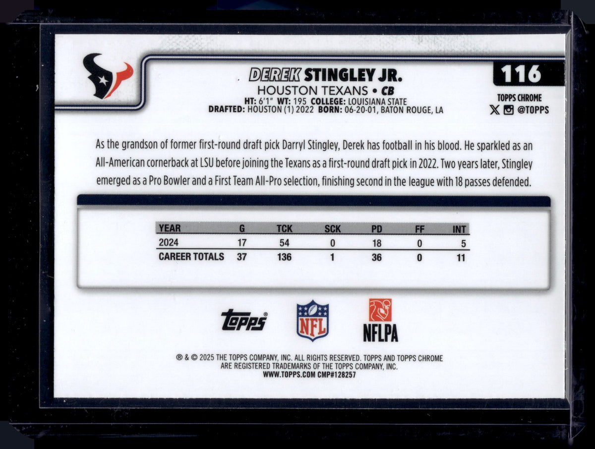 HL-INV 2025 Topps Chrome Derek Stingley Jr. #116 Prism Refractor