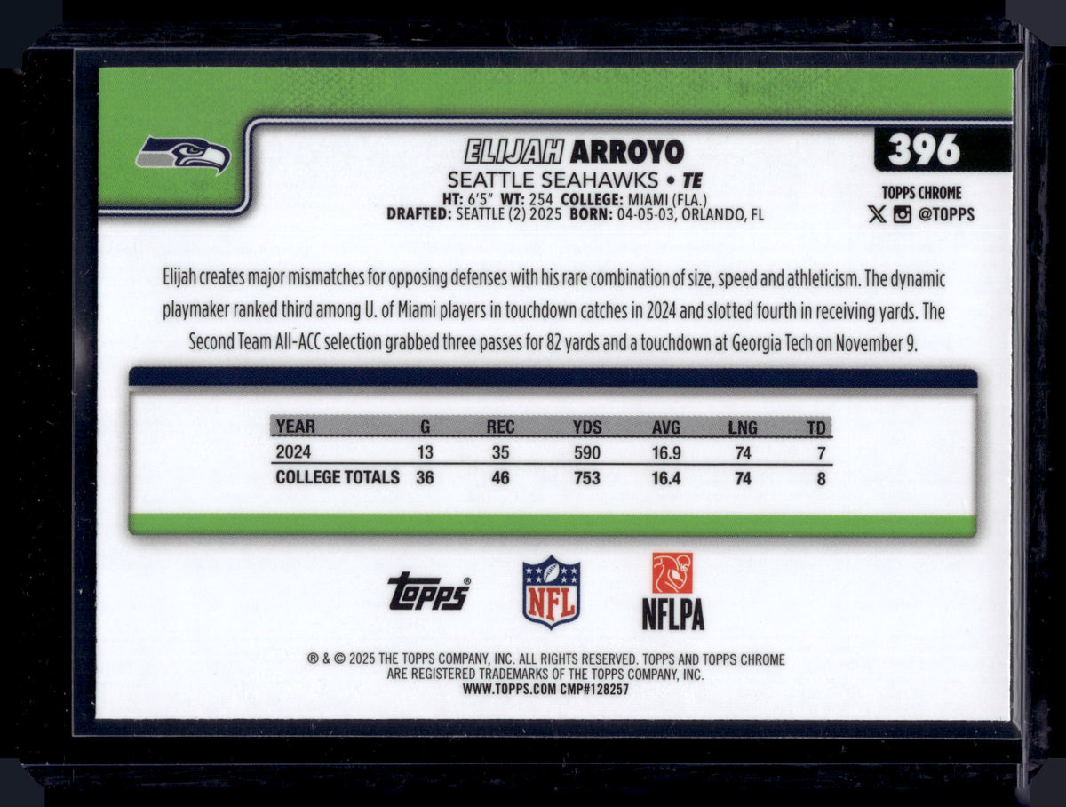 HL-INV 2025 Topps Chrome Elijah Arroyo #396 Prism Refractor RC