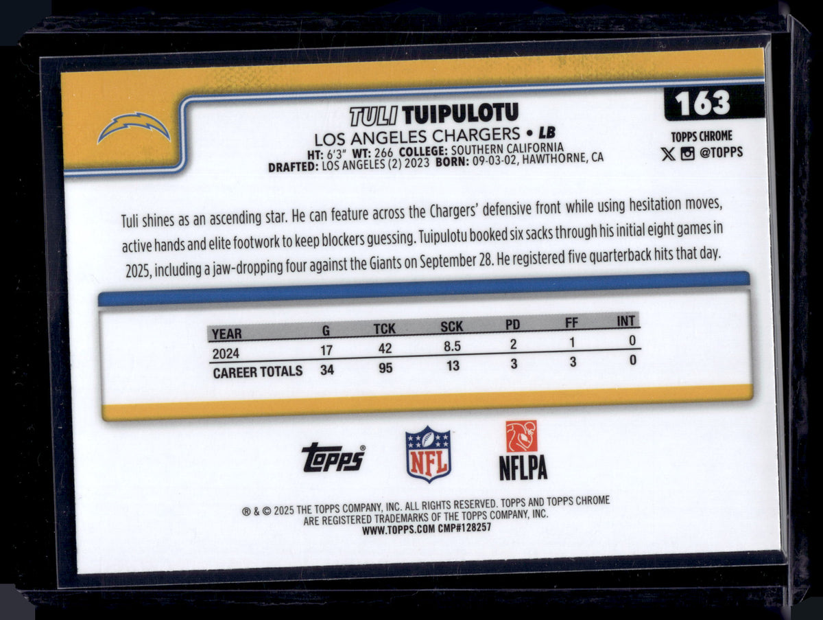 HL-INV 2025 Topps Chrome Tuli Tuipulotu #163 Prism Refractor