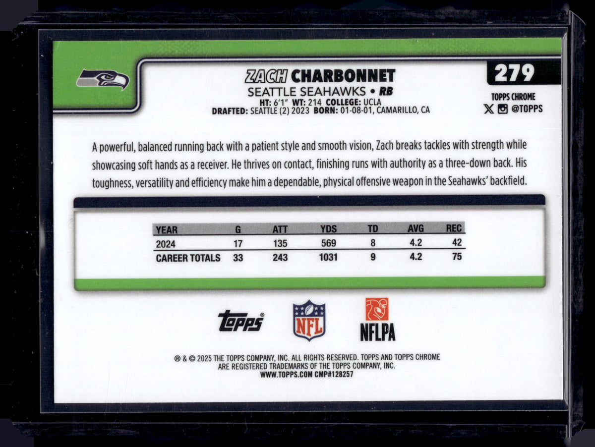 HL-INV 2025 Topps Chrome Zach Charbonnet #279 Prism Refractor