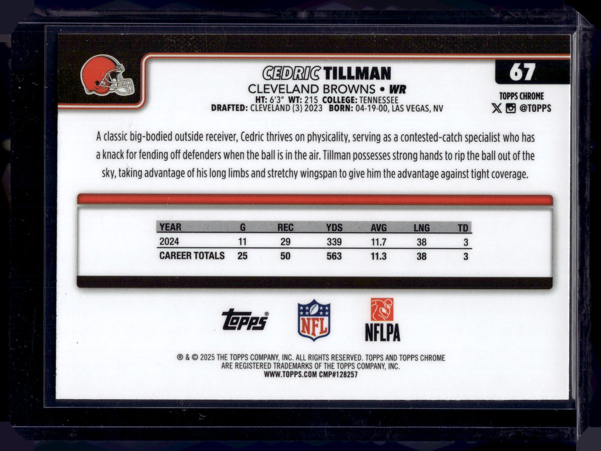 HL-INV 2025 Topps Chrome Cedric Tillman #67 Neon Pulse Refractor