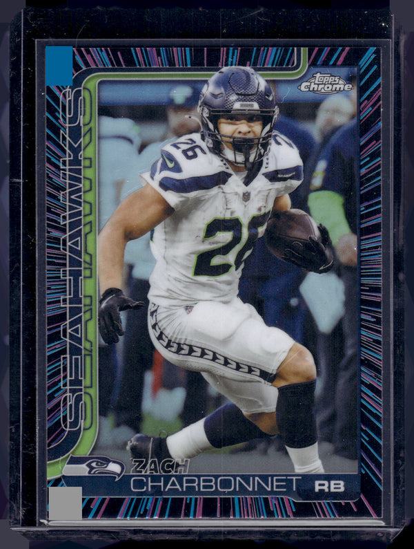 2025 Topps Chrome Zach Charbonnet #279 Neon Pulse Refractor