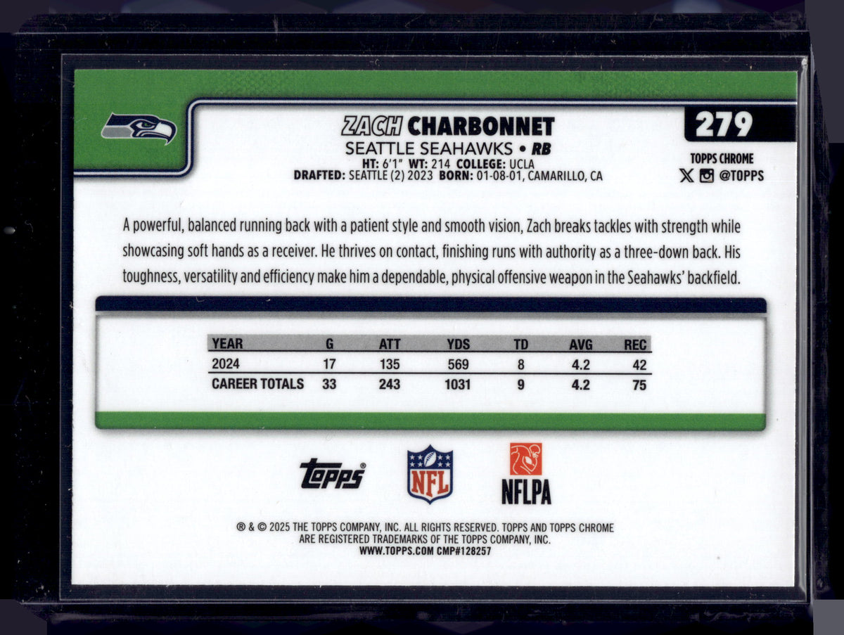 HL-INV 2025 Topps Chrome Zach Charbonnet #279 Neon Pulse Refractor