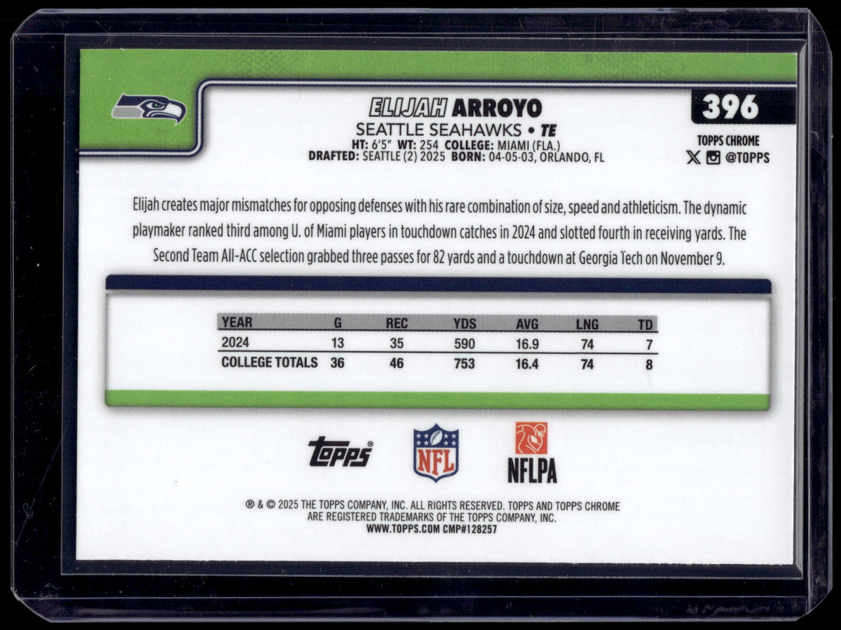 HL-INV 2025 Topps Chrome Elijah Arroyo #396 Neon Pulse Refractor RC