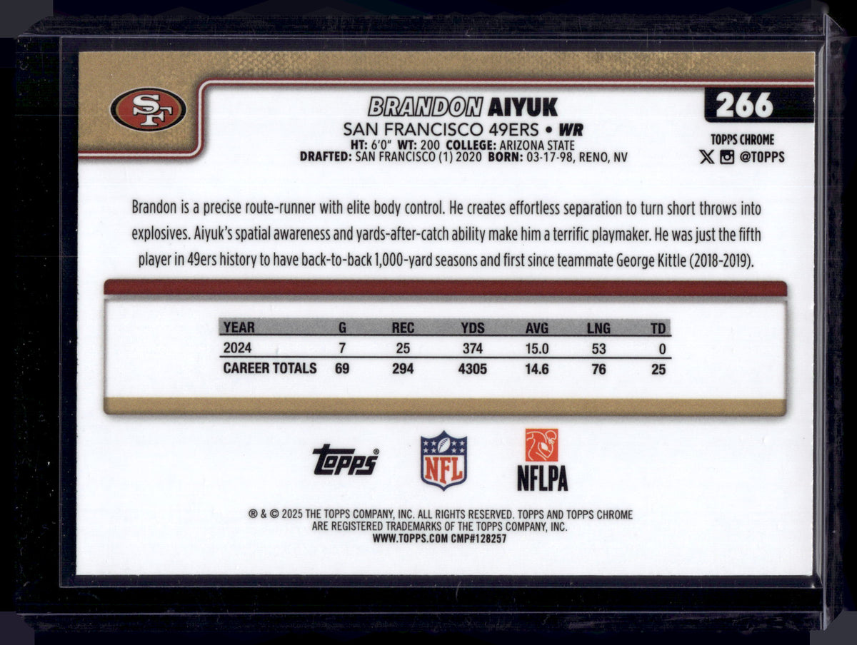 HL-INV 2025 Topps Chrome Brandon Aiyuk #266 Green Lava Refractor /99