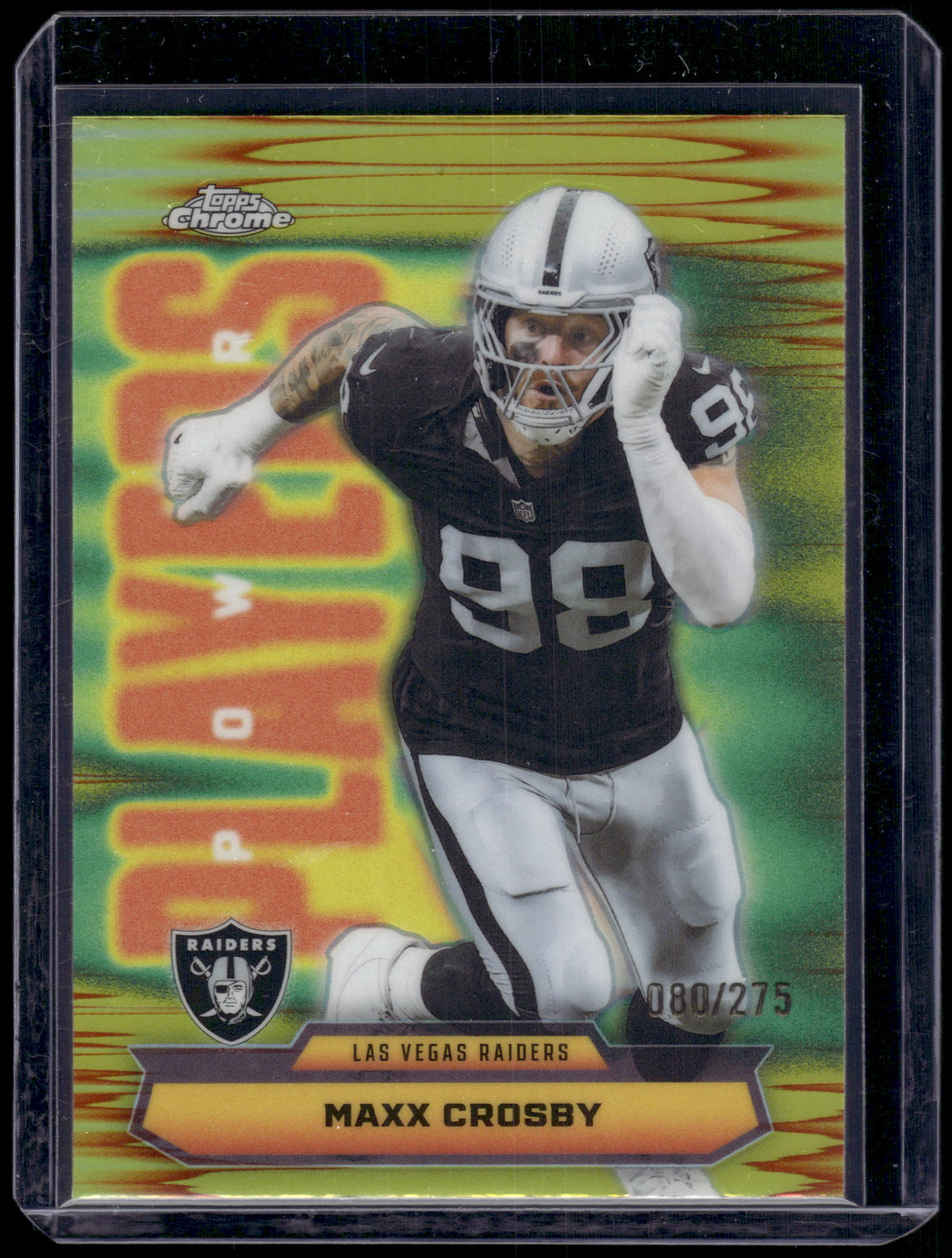 HL-INV 2025 Topps Chrome Power Players Maxx Crosby #PP-37 Yellow Refractor /275