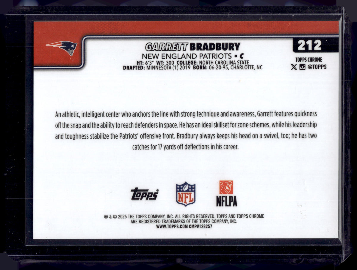 HL-INV 2025 Topps Chrome Garrett Bradbury #212 Yellow Wave Refractor /275