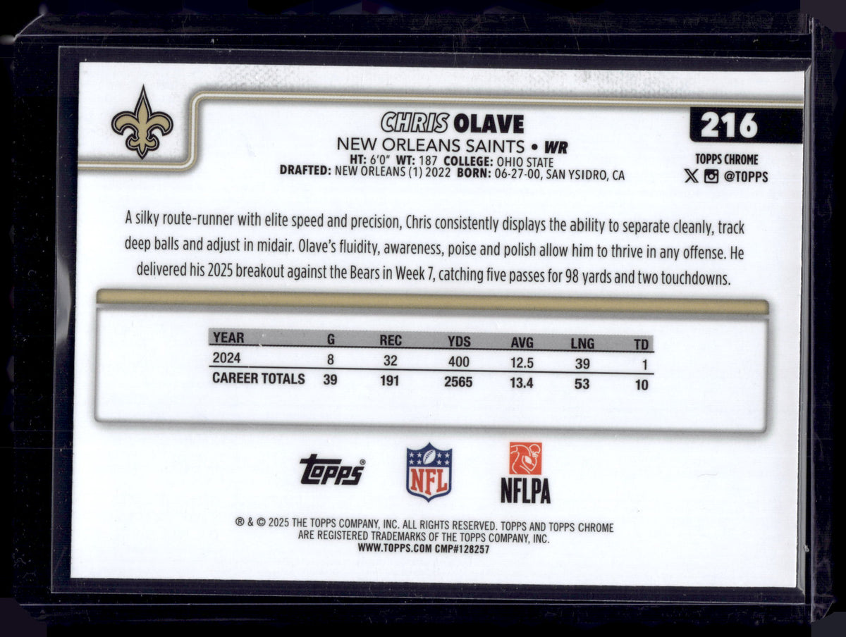 HL-INV 2025 Topps Chrome Chris Olave #216 Prism Refractor