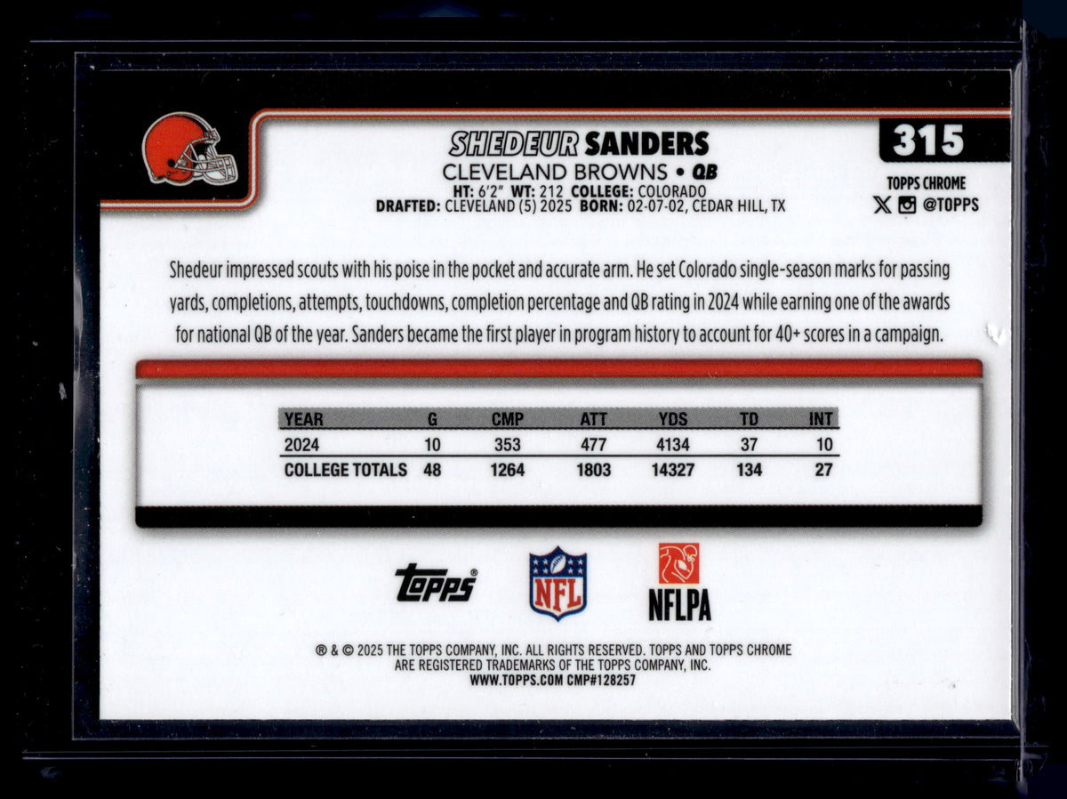 HL-INV 2025 Topps Chrome Shedeur Sanders #315 Base RC