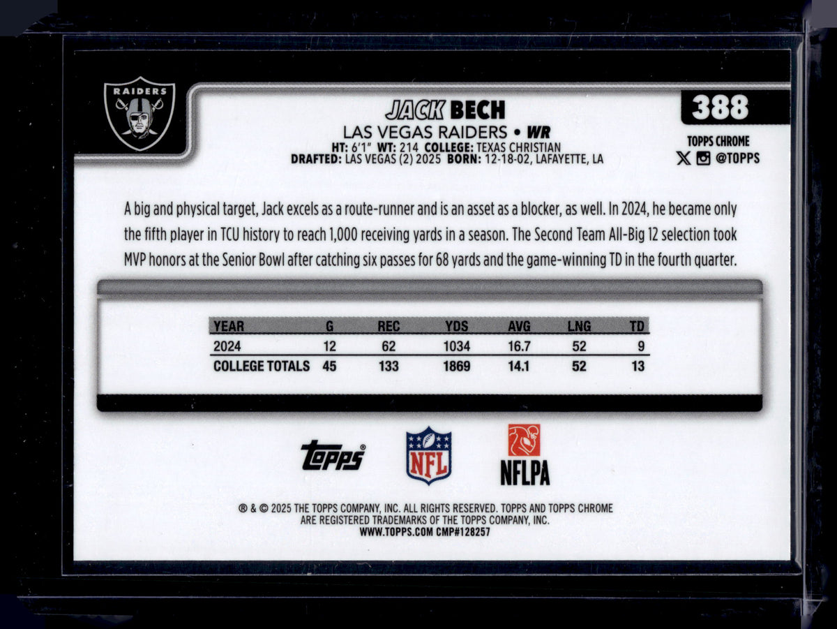 HL-INV 2025 Topps Chrome Jack Bech #388 Neon Pulse Refractor RC