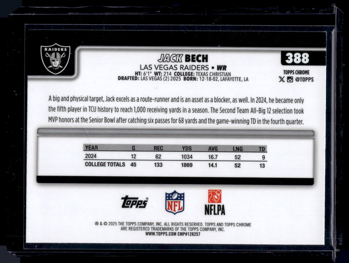HL-INV 2025 Topps Chrome Jack Bech #388 Prism RC