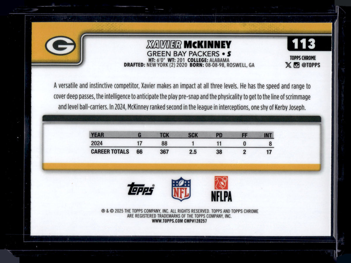HL-INV 2025 Topps Chrome Xavier McKinney #113 Prism
