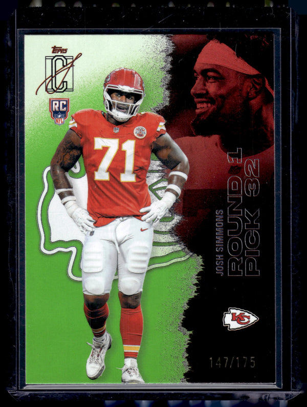 2025 Topps Signature Class Josh Simmons #186 Lime Green /175 RC
