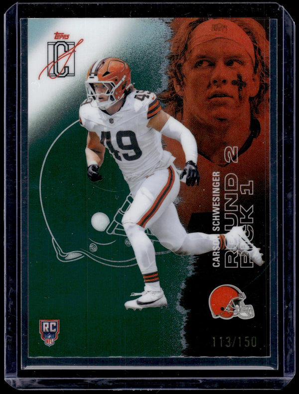 2025 Topps Signature Class Carson Schwesinger #222 Green /150 RC