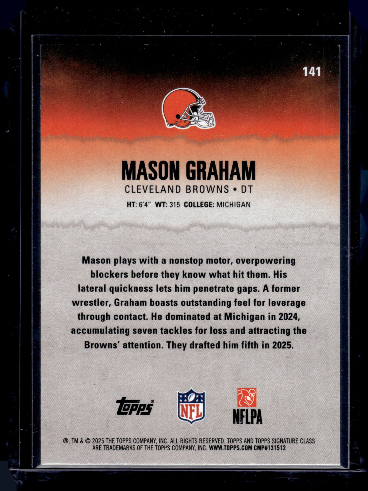 HL-INV 2025 Topps Signature Class Mason Graham #141 /275 RC