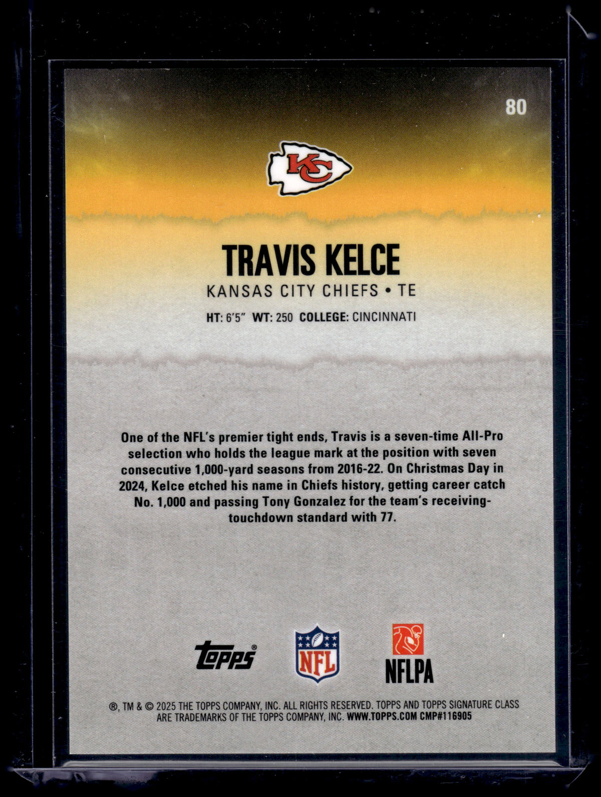 HL-INV 2025 Topps Signature Class Travis Kelce #80 /275
