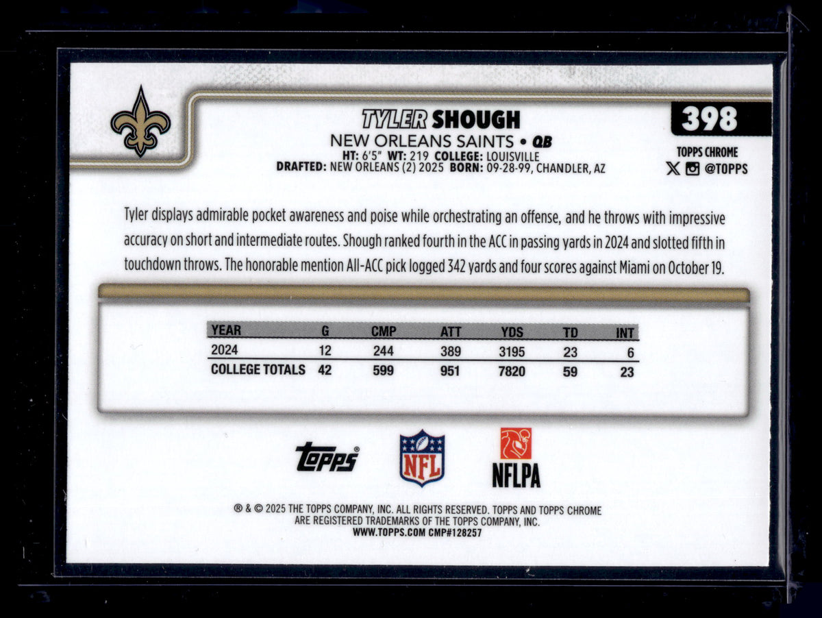 HL-INV 2025 Topps Chrome Tyler Shough #398 RC
