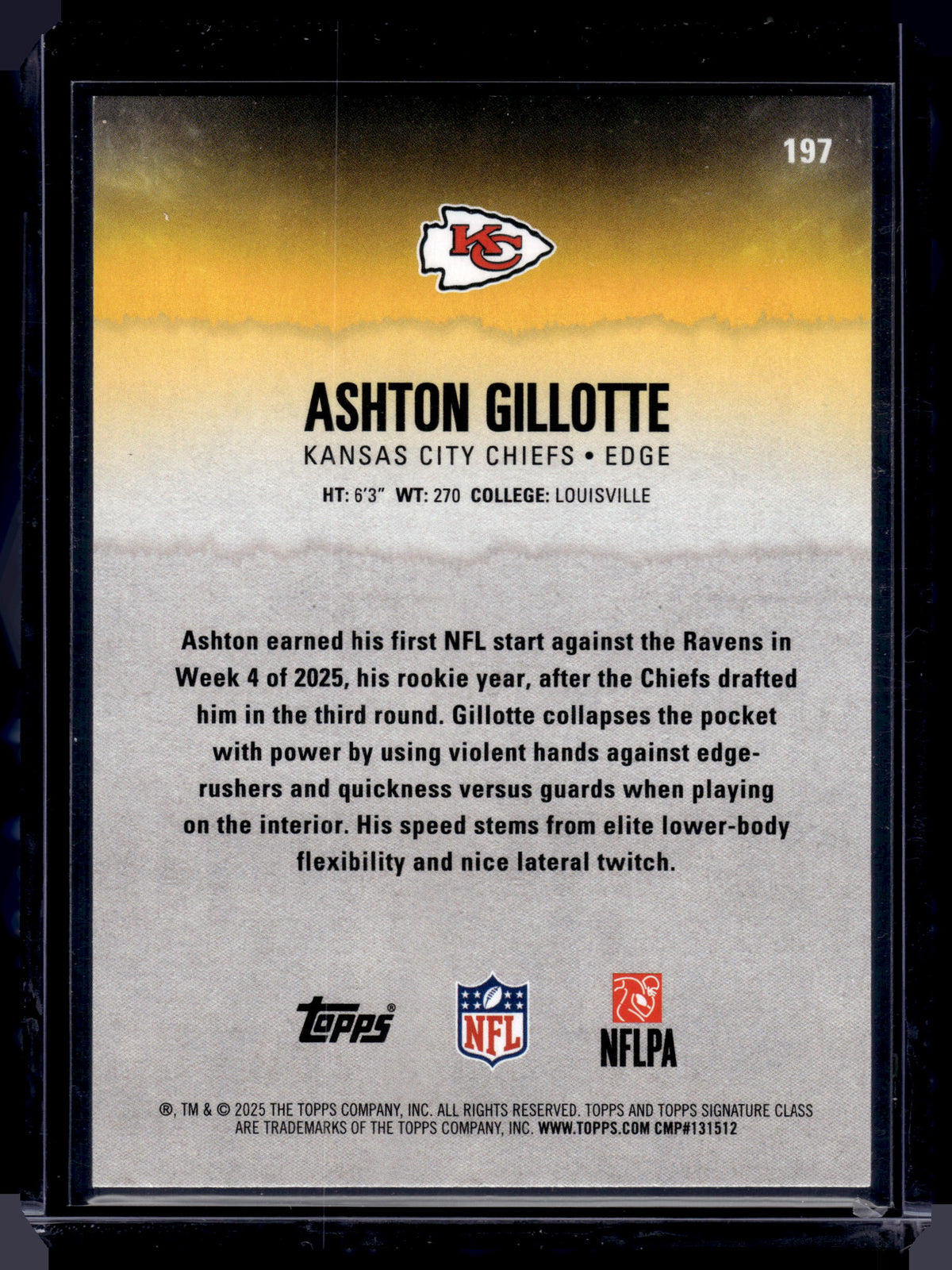 HL-INV 2025 Topps Signature Class Ashton Gillotte #197 Purple /100 RC