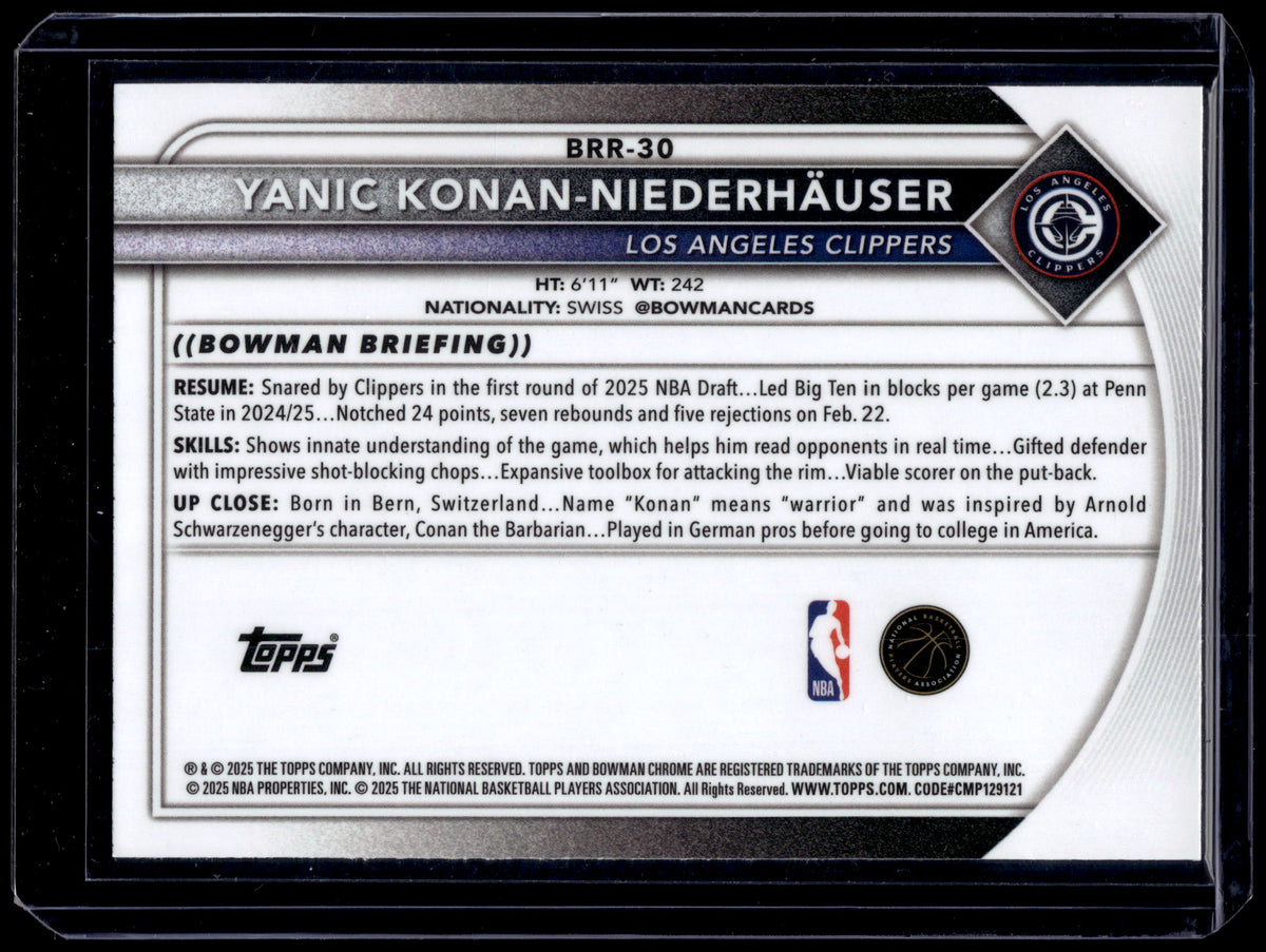 HL-INV 2025 Bowman Chrome Yanic Konan-Niederhauser #BRR-30 RC