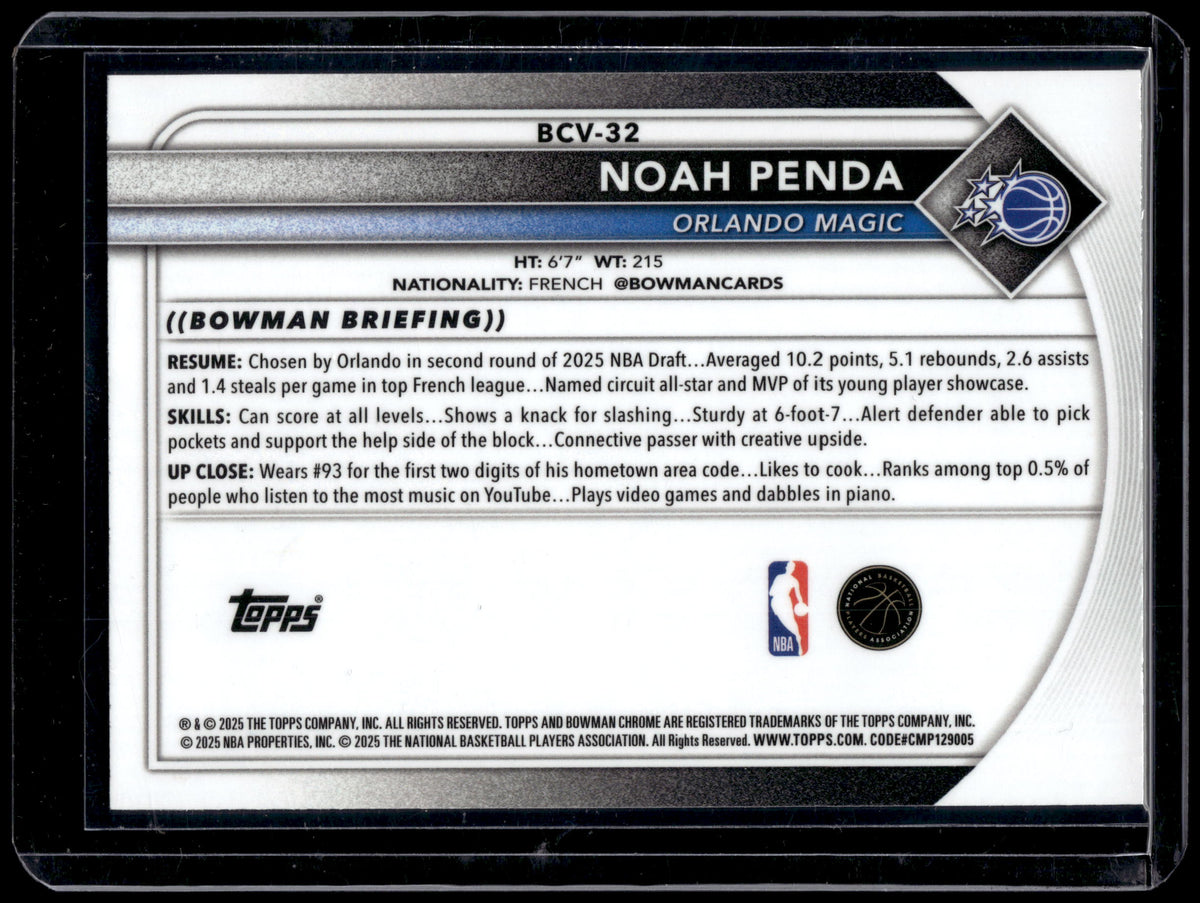 HL-INV 2025 Bowman Chrome Noah Penda #BCV-32 Green Geometric Refractor /99 RC