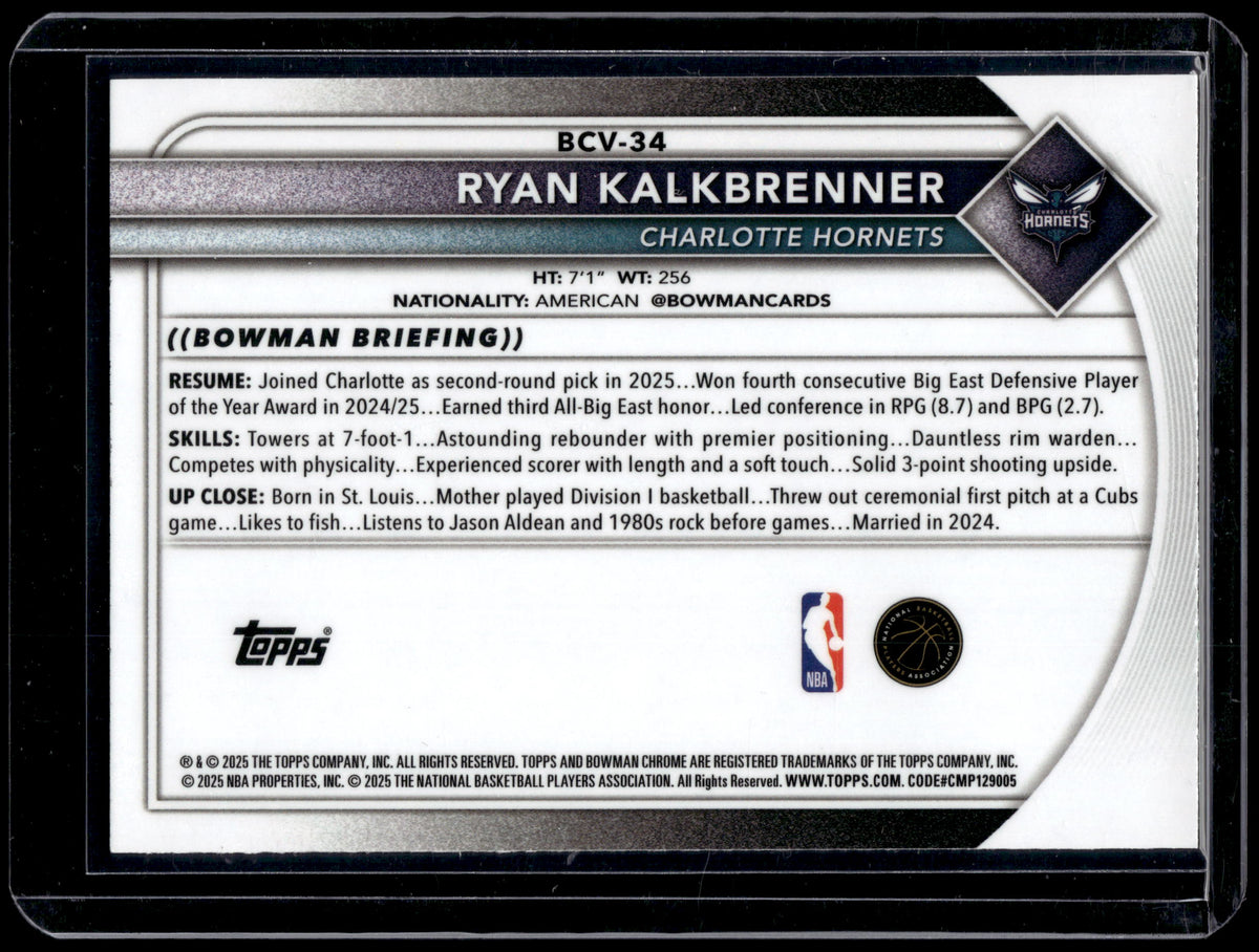 HL-INV 2025-26 Topps Bowman Ryan Kalkbrenner #BCV-34 Green Geometric /99 RC