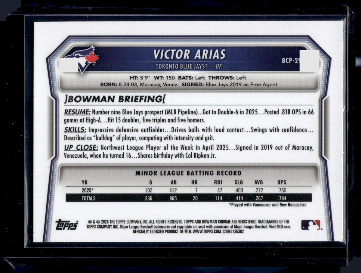 HL-INV 2026 Bowman Chrome Victor Arias #BCP-29 Green Geometric /99