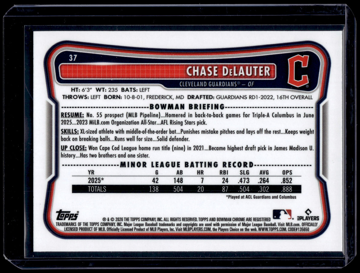 HL-INV 2026 Bowman Chrome Chase DeLauter #37 Refractor RC