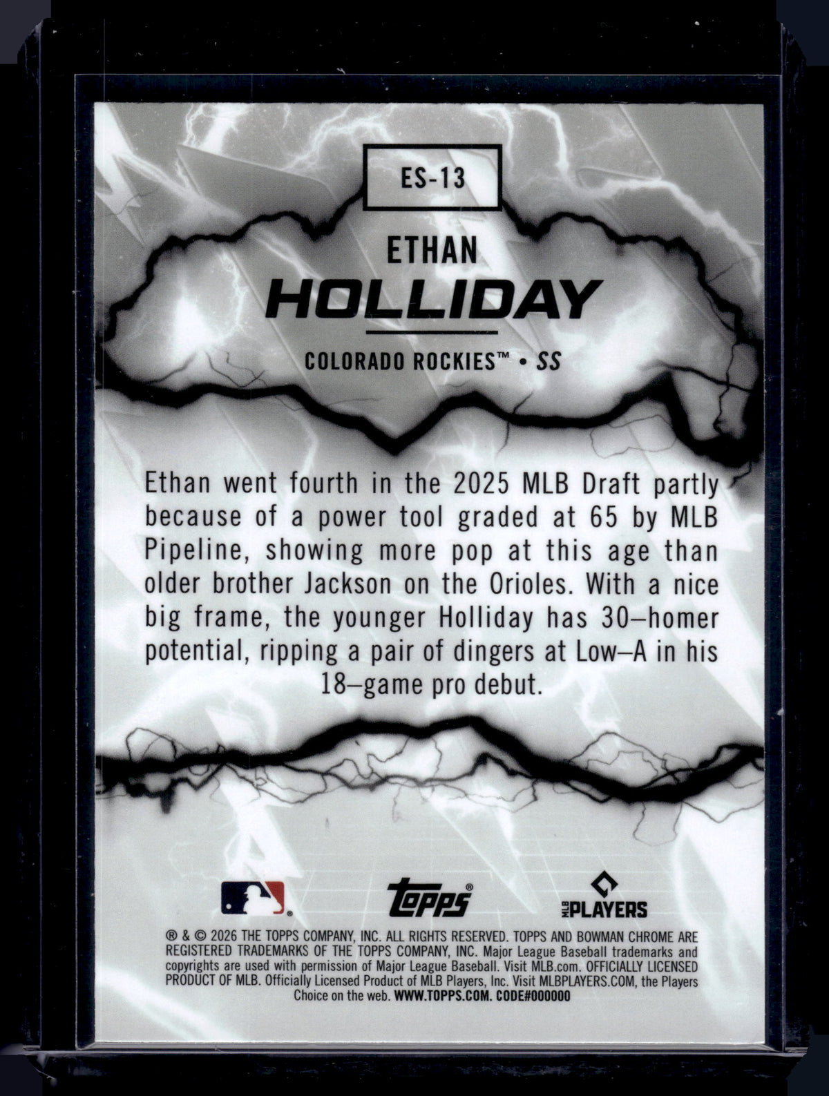 HL-INV 2026 Bowman Chrome Ethan Holliday #ES-13 Refractor Electric Sluggers