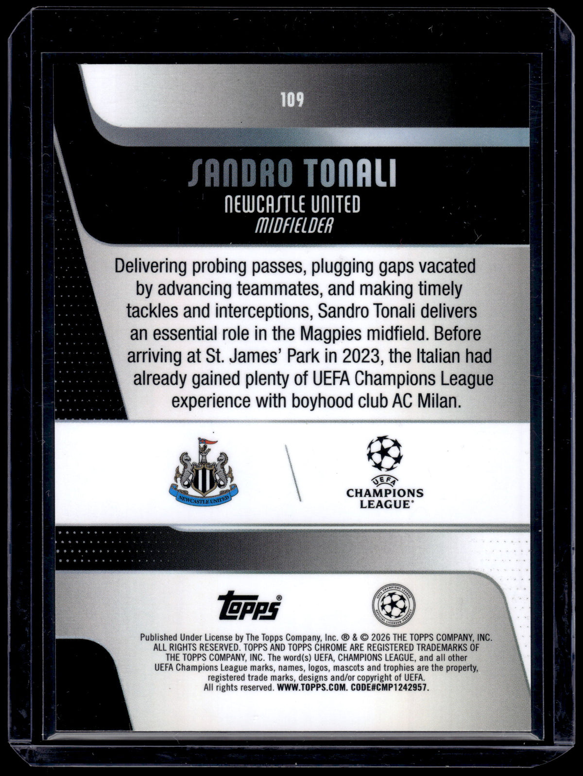 HL-INV 2026 Topps Chrome Sandro Tonali #109 Prism