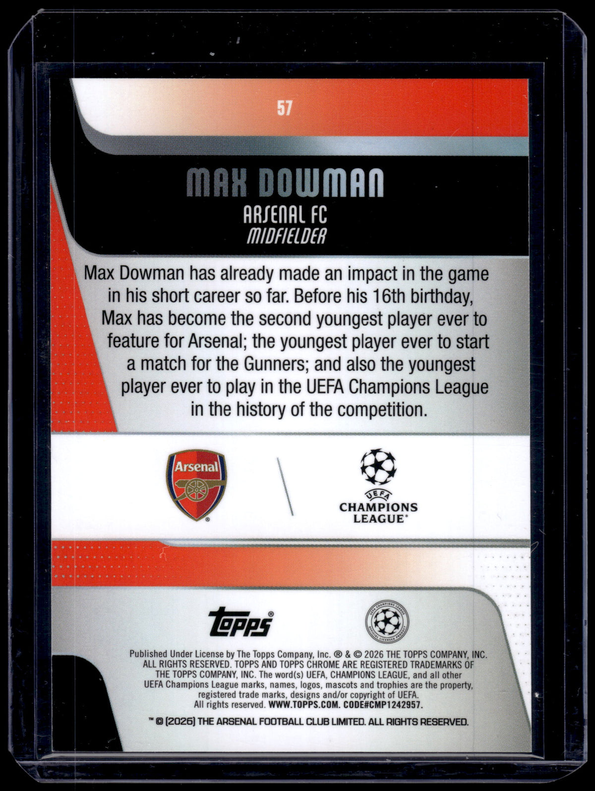 HL-INV 2026 Topps Chrome Max Dowman #57 RC