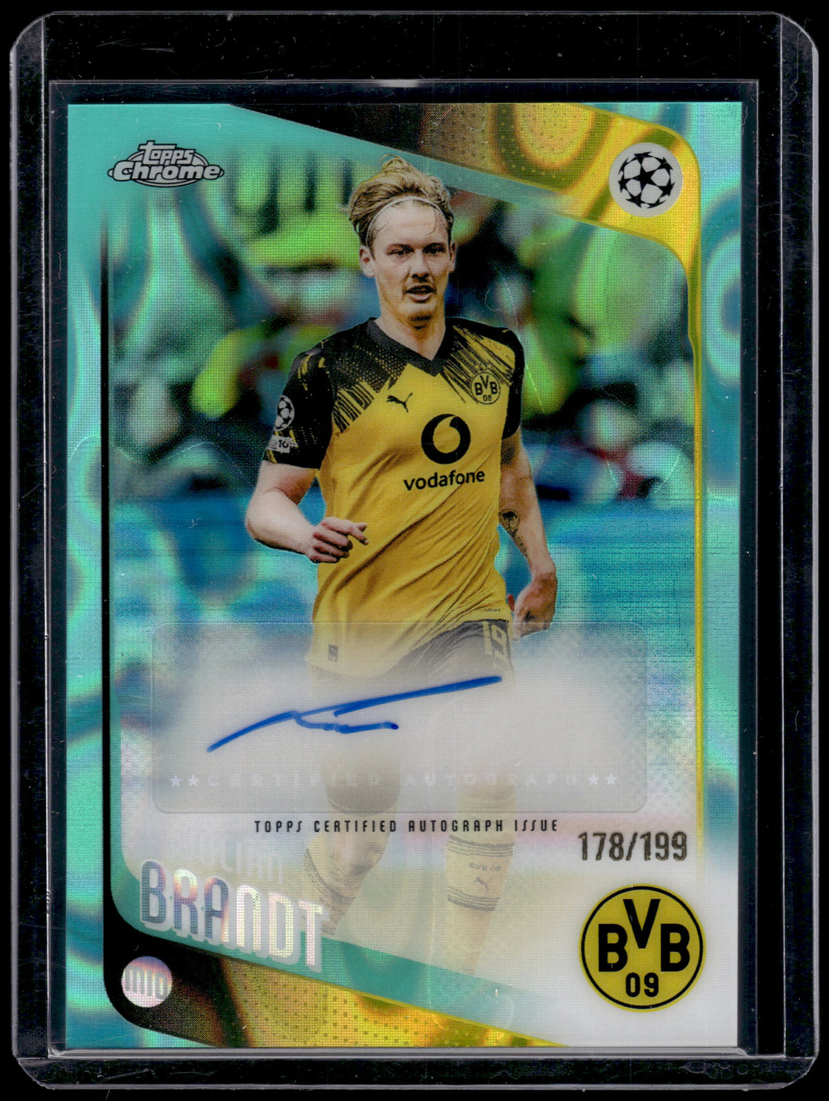 HL-INV 2026 Topps Chrome UEFA Julian Brandt #CA-BR Aqua Lava /199 Auto